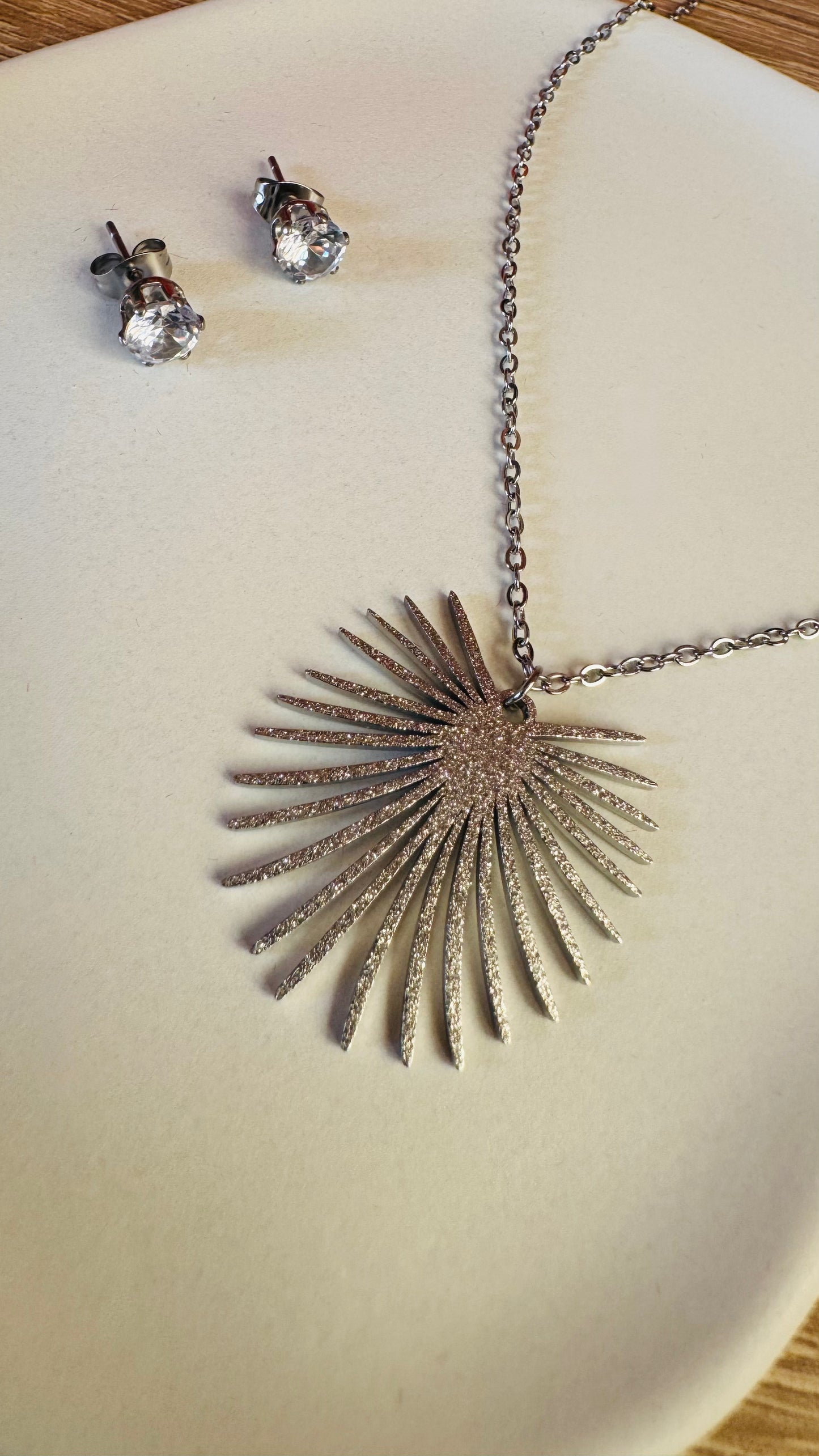 Parure Collier & Boucles d'oreilles Soleil Éclat - Argenté