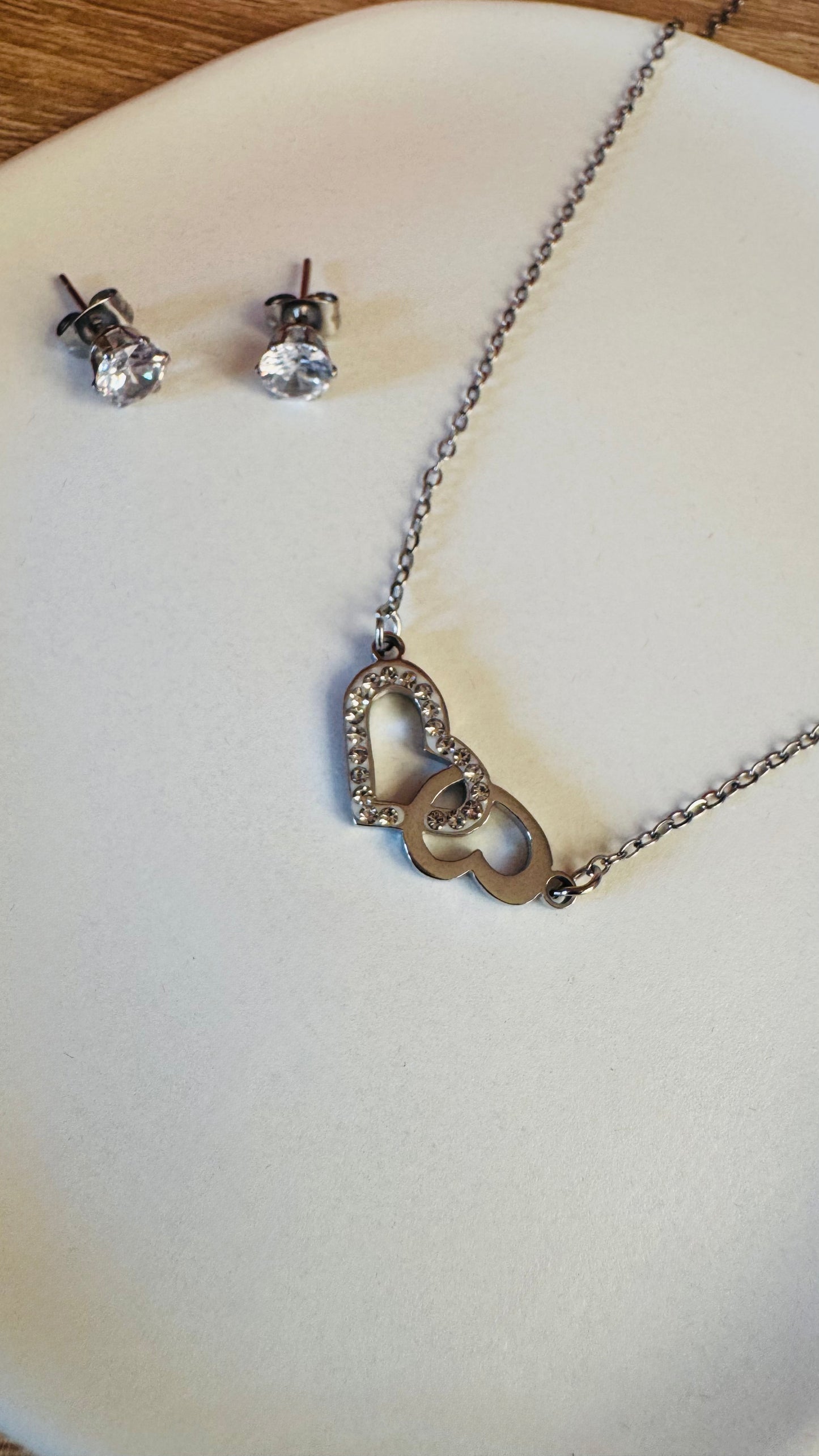 Parure Collier & Boucles d'oreilles Duo Argenté