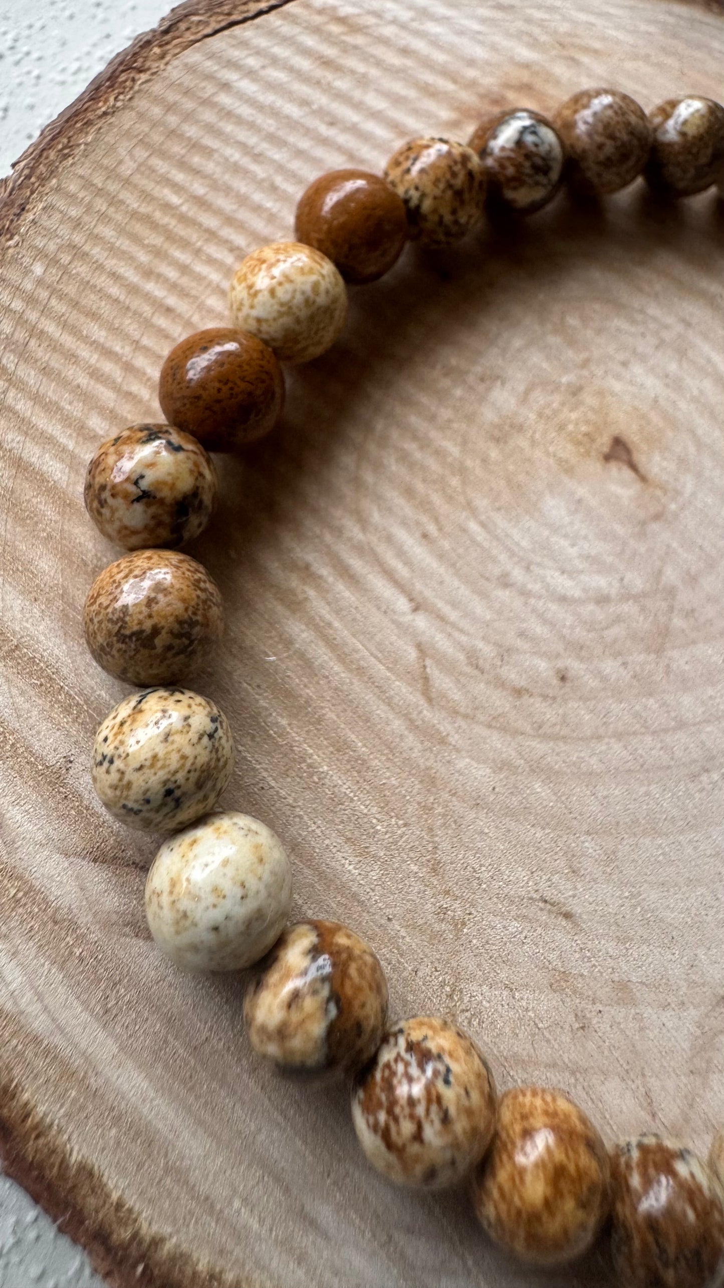 Bracelet pierre Jaspe Paysage - Boules 6 mm