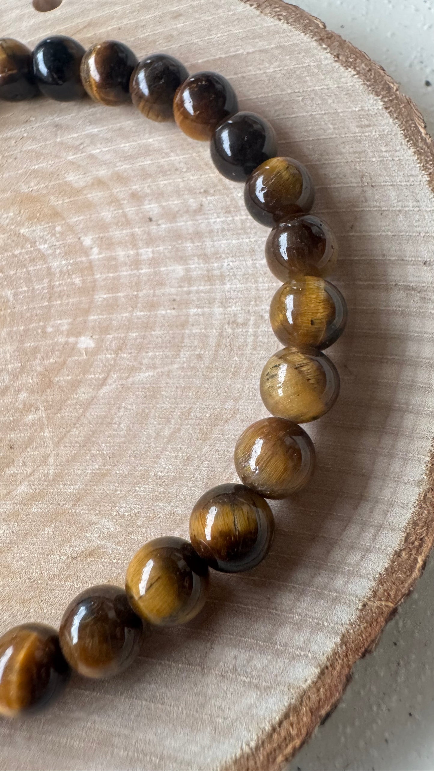 Bracelet pierre Oeil de tigre - Boules 6 mm