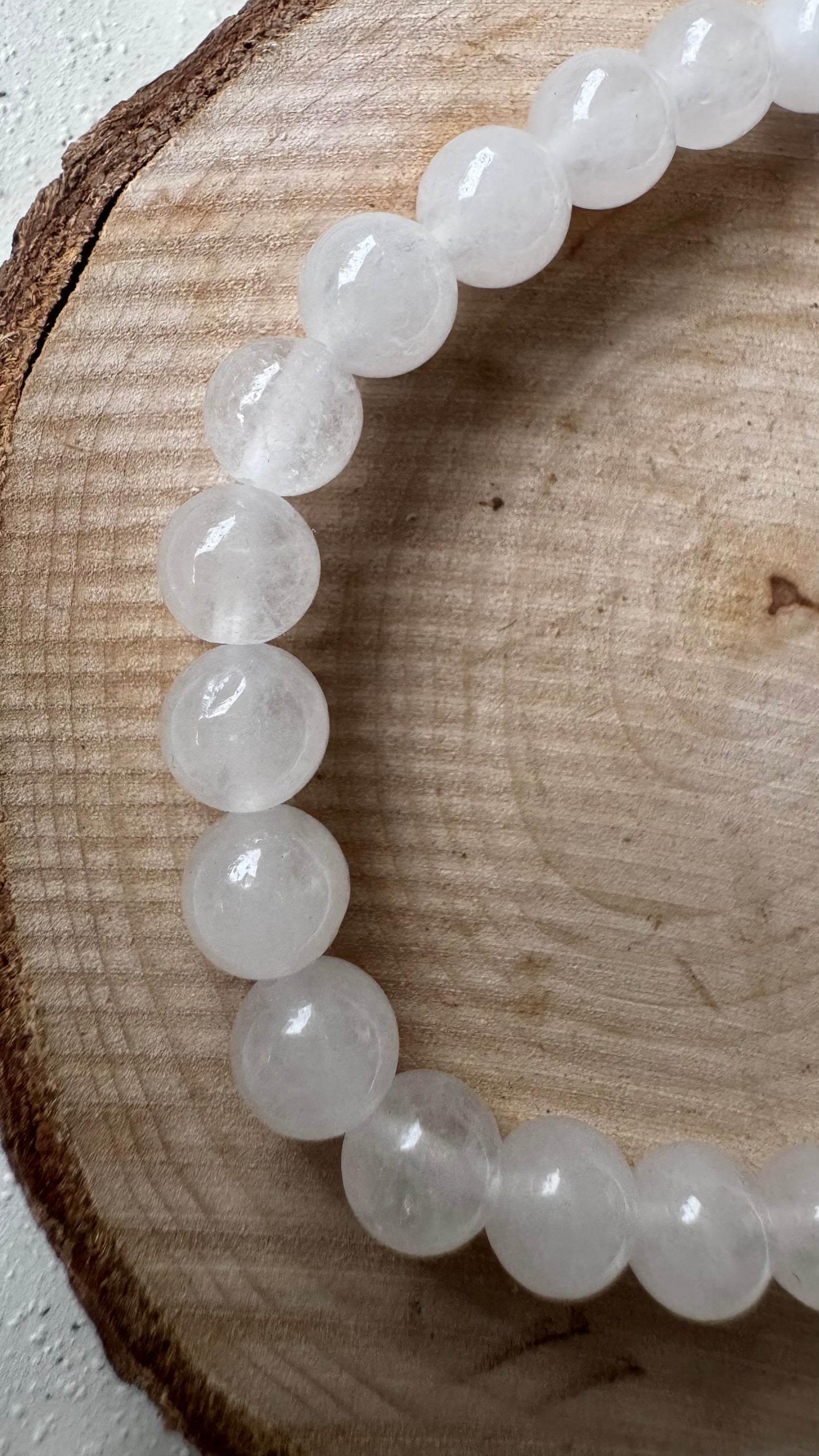 Bracelet pierre Jade Blanc - Boules 6 mm