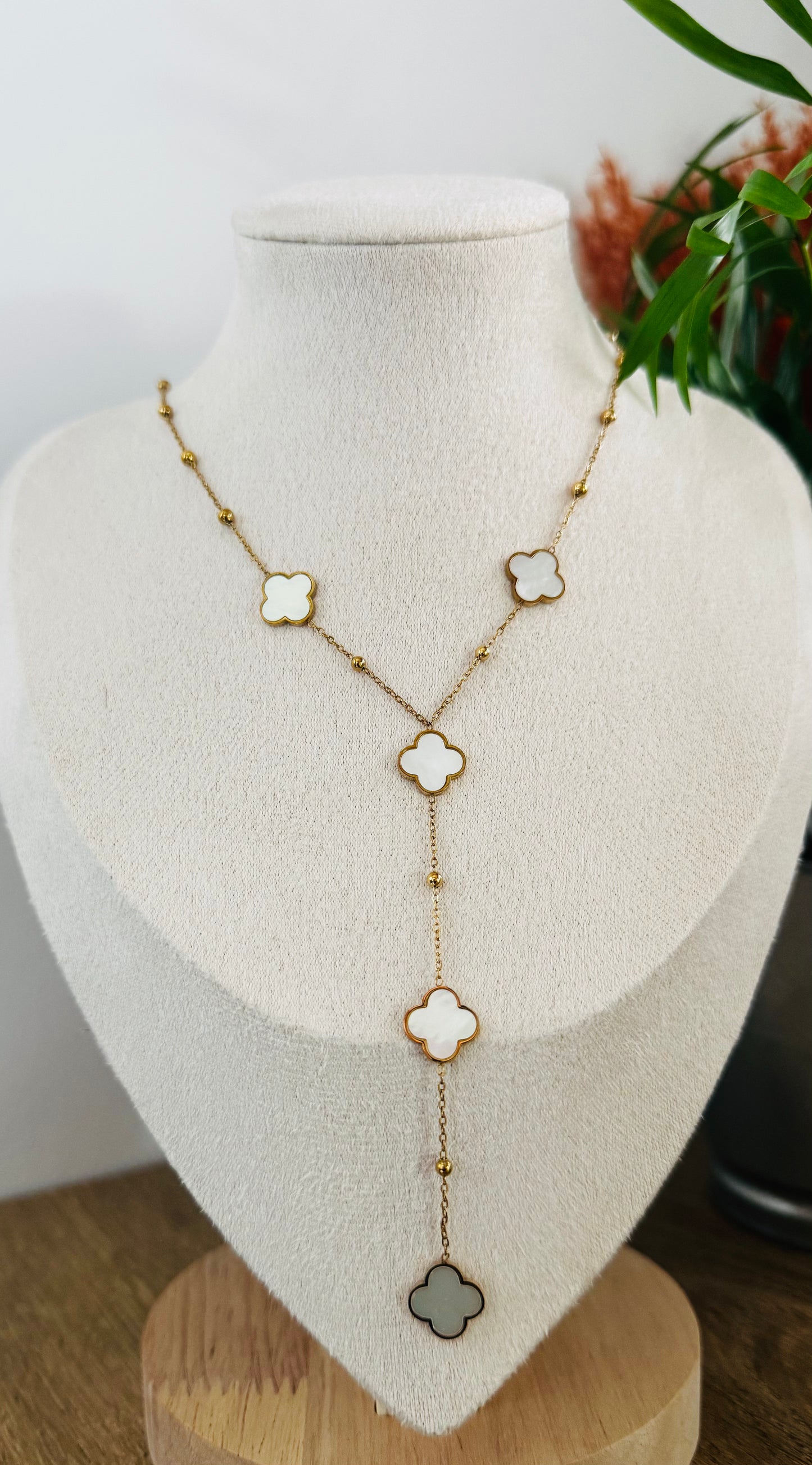 Jade | Collier Y en acier inoxydable