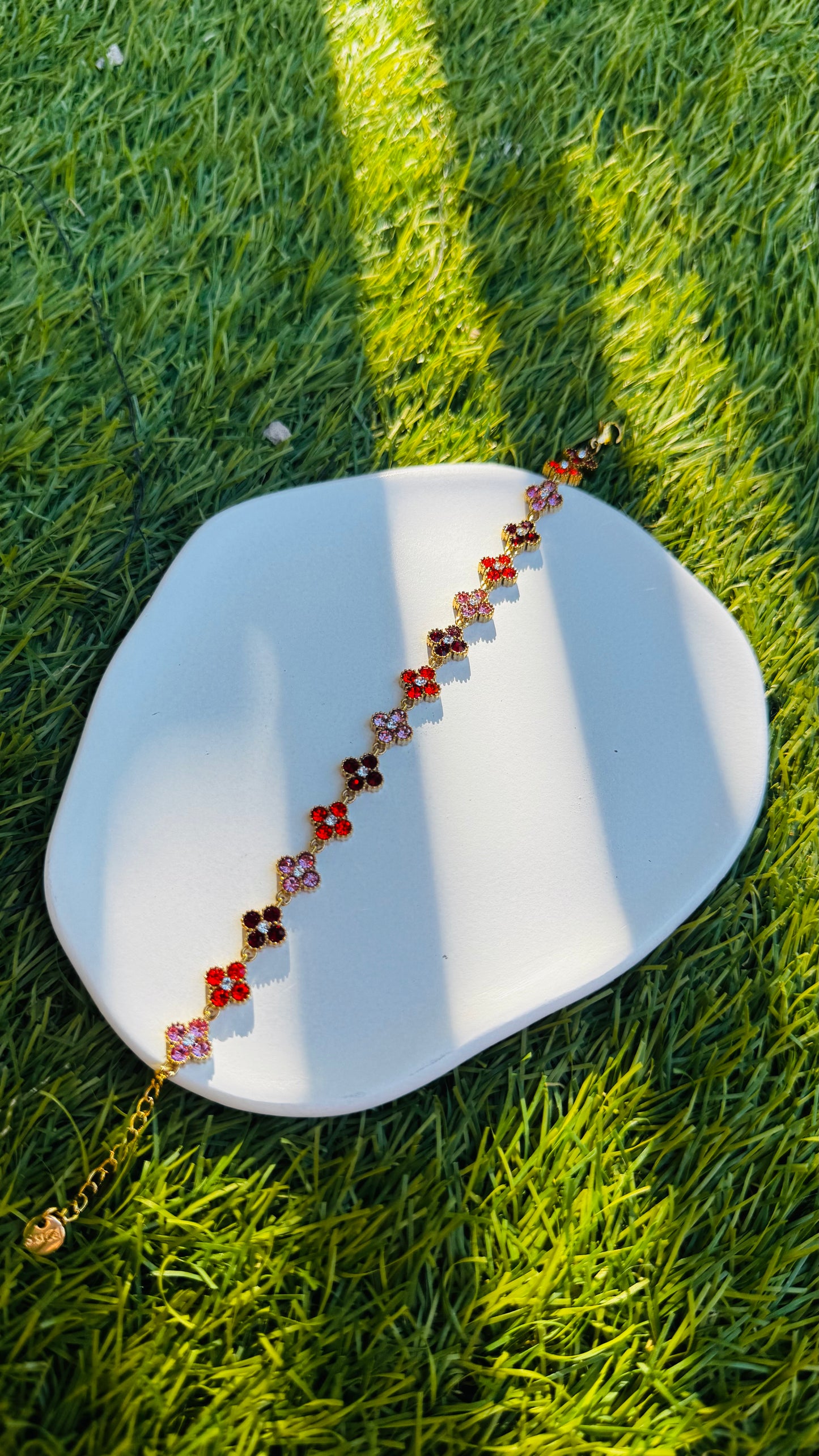 Bracelet Trèfles Trio Rouge/Bordeaux/Rose