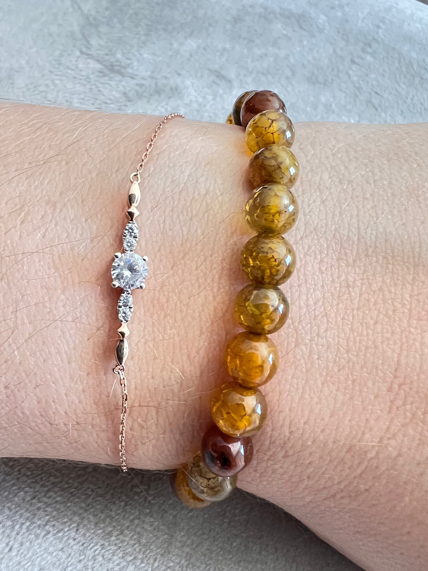 Bracelet enfant en Pierre - Oeil de Dragon jaune 6 mm