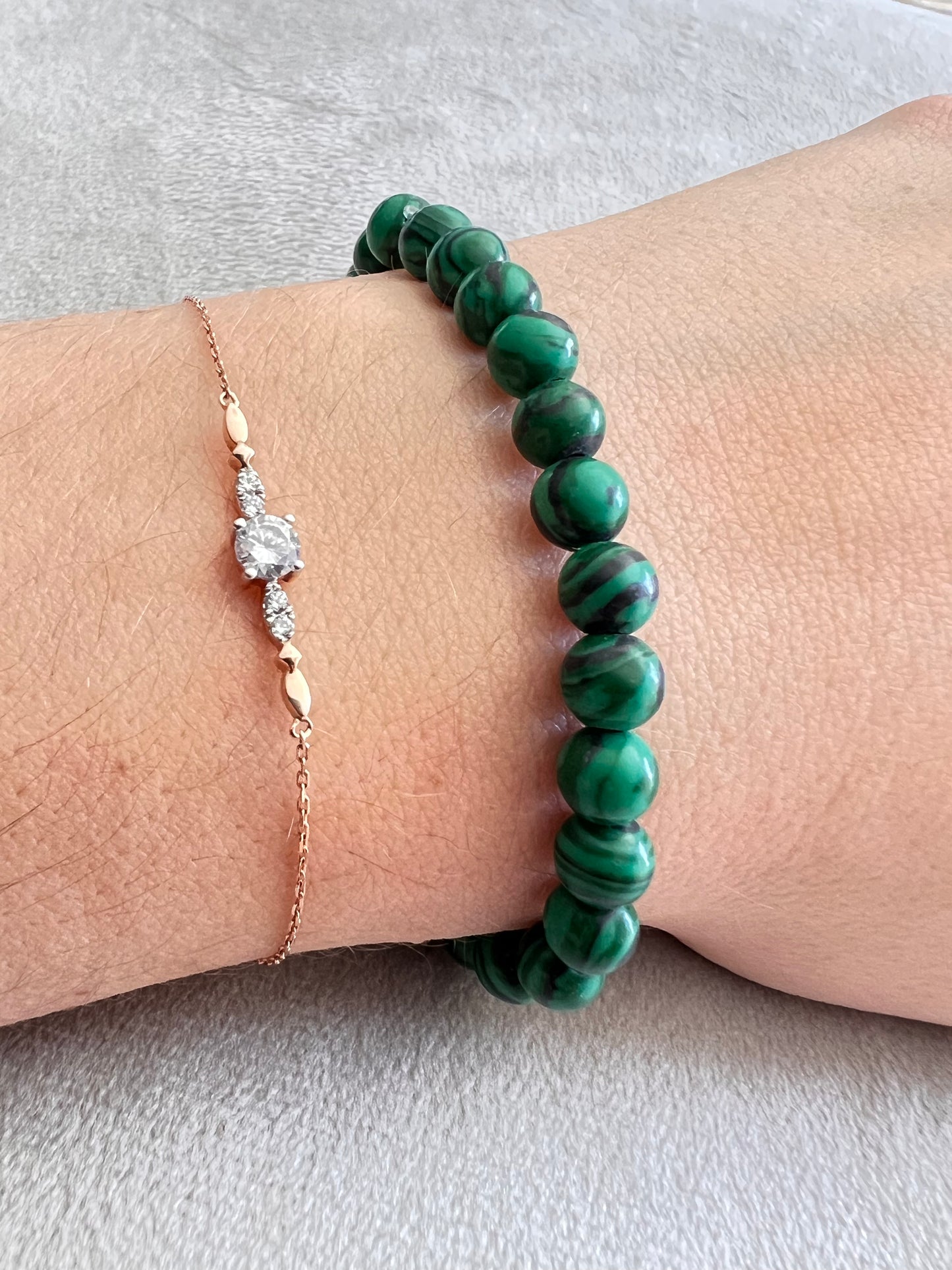 Bracelet enfant en Pierre - Malachite 6 mm