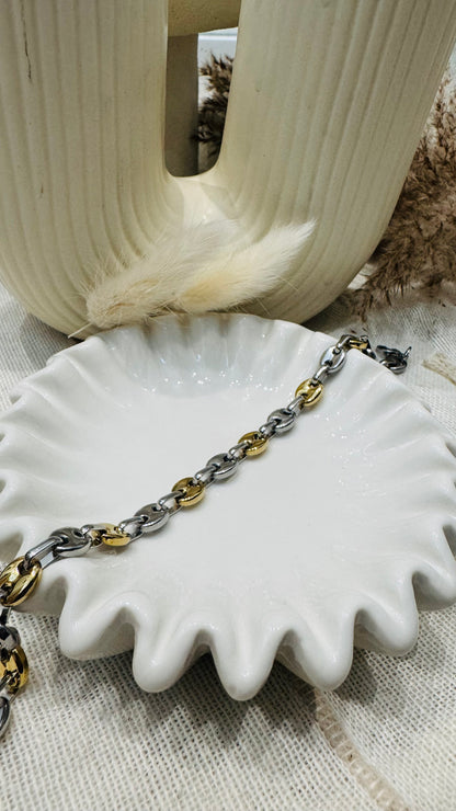 Bracelet graine de café - Argent/Doré