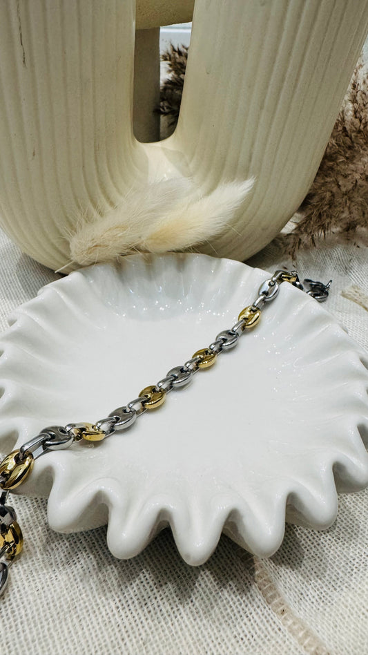 Bracelet graine de café - Argent/Doré