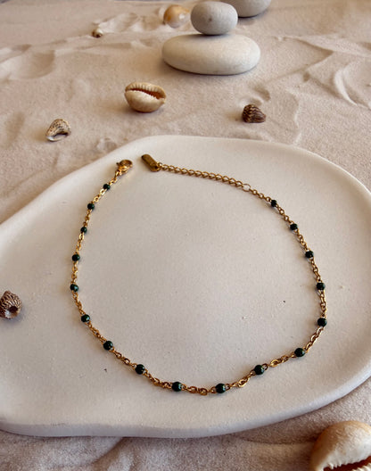 Chaîne de cheville perles vert