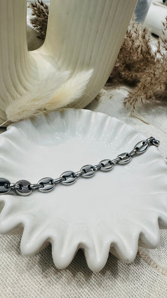 Bracelet graine de café - Argent