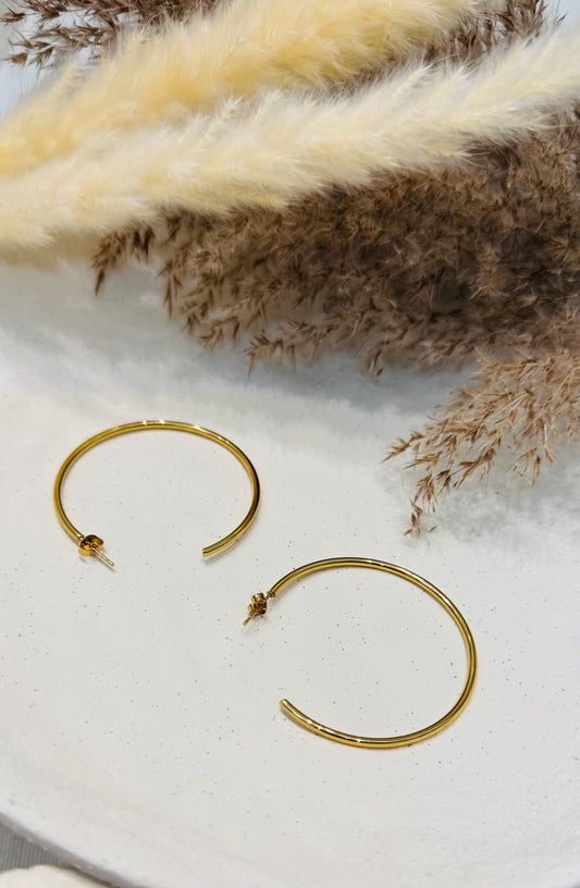 Hélios | Boucles d'oreilles / Créoles en acier inoxydable - Doré