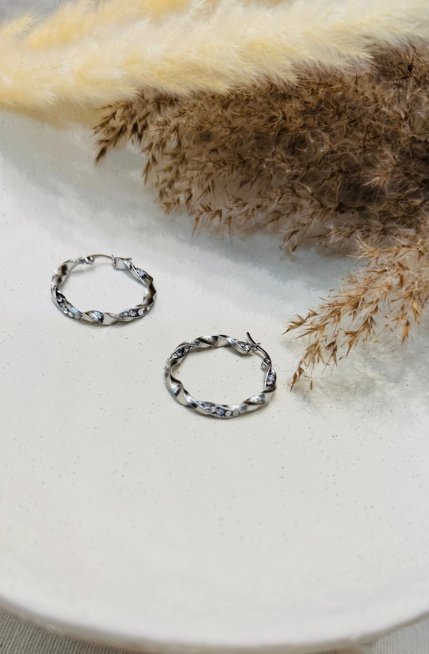 Rym | Boucles d'oreilles / Créoles en acier inoxydable  - Argenté