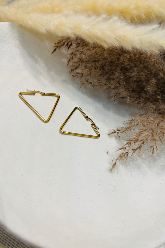 Triangle d'Or | Boucles d'oreilles / Créoles en acier inoxydable - Doré