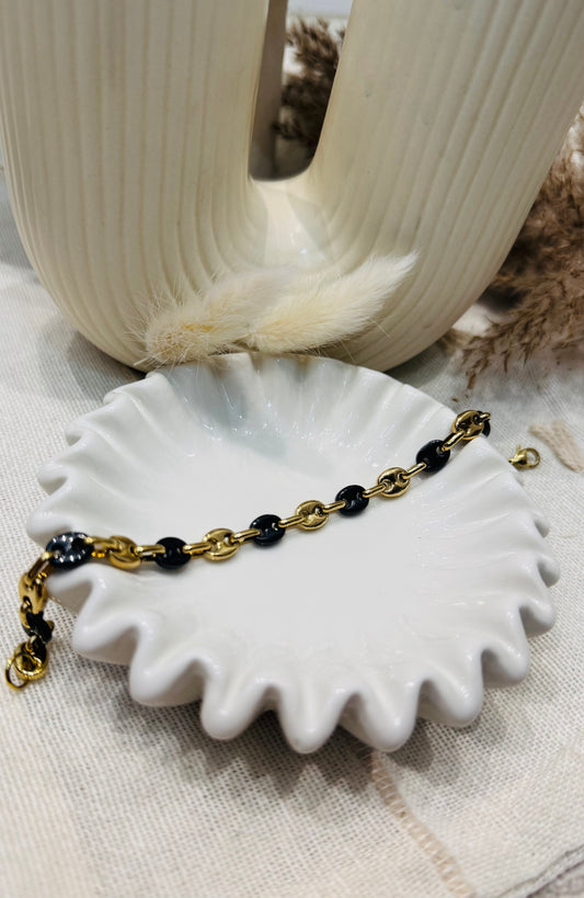 Bracelet graine de café - Noir/Doré