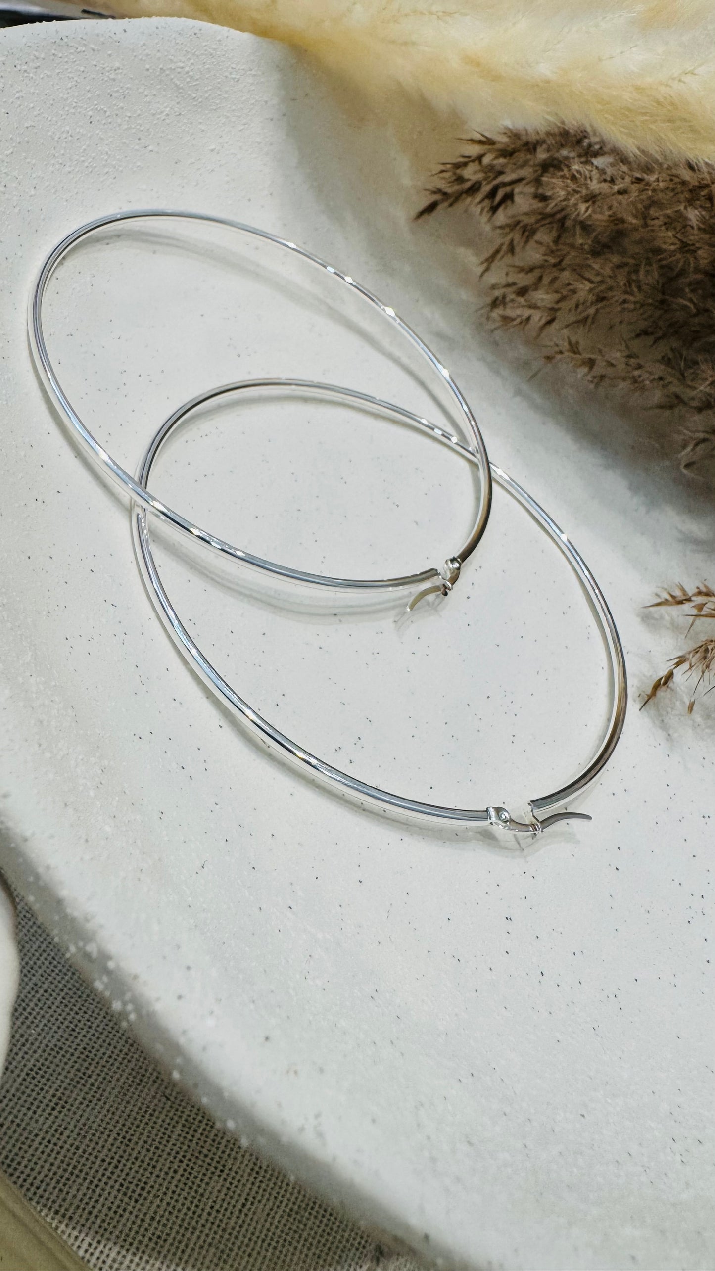 Louna | Boucles d'oreilles / Créoles en acier inoxydable - Argenté