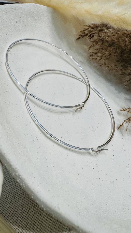 Louna | Boucles d'oreilles / Créoles en acier inoxydable - Argenté