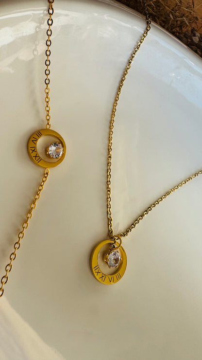 Parure Collier & Bracelet Éternité - Doré