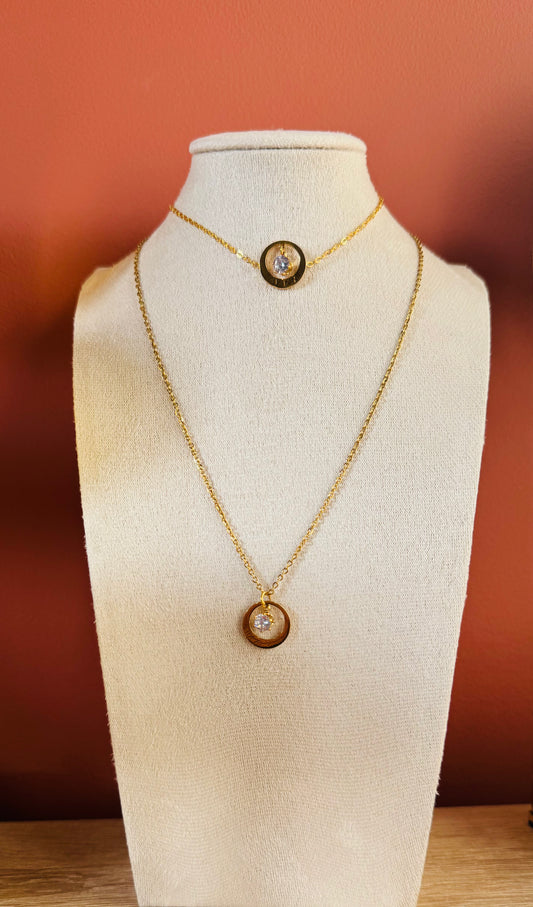 Parure Collier & Bracelet Éternité - Doré