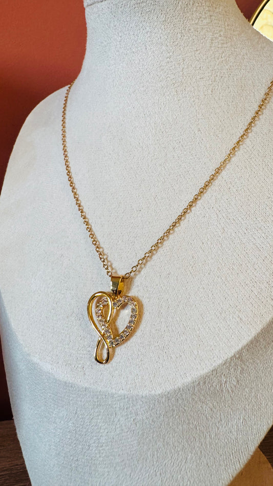 Parure Collier & Boucles d'oreilles Cœur Infini - Doré