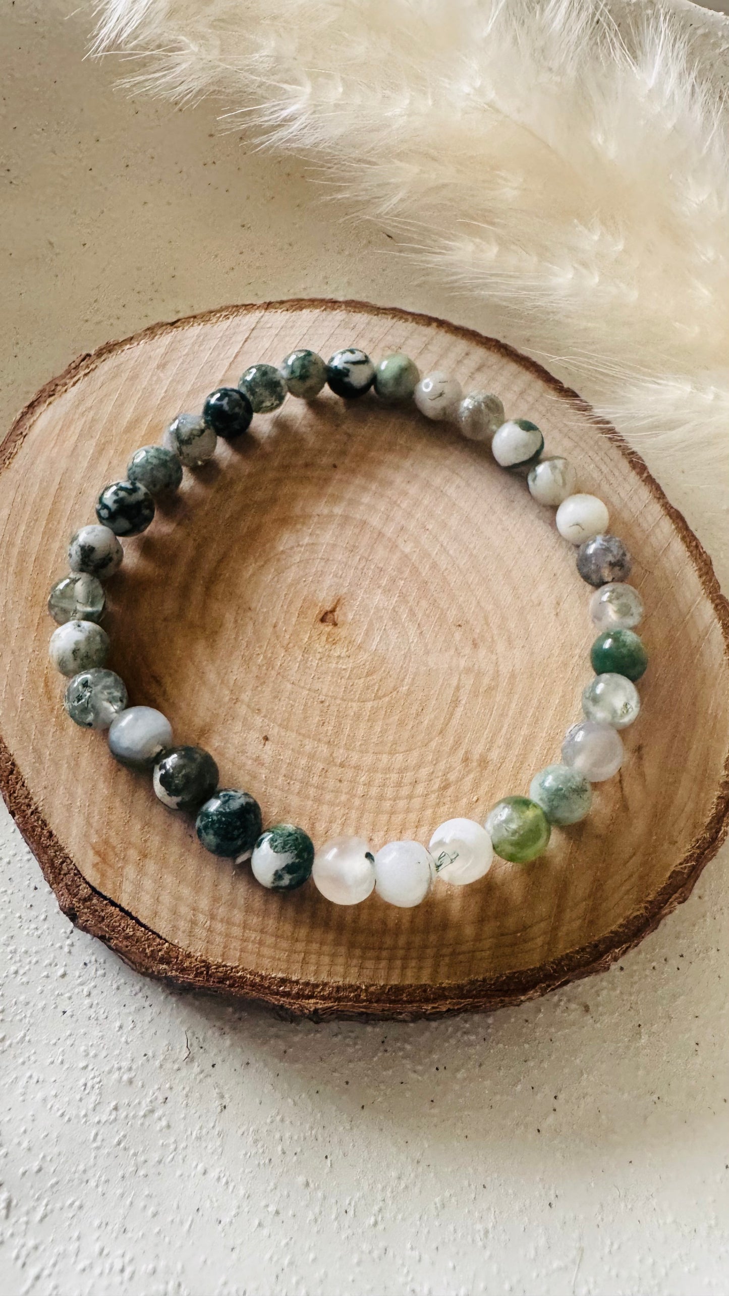 Bracelet pierre Agate Arbre - Boules 6 mm