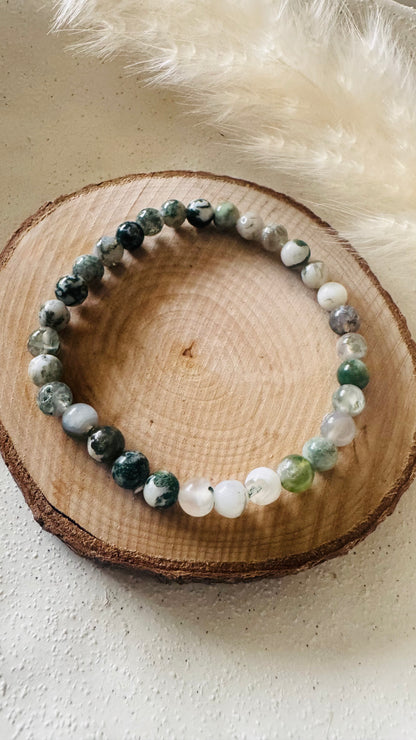 Bracelet pierre Agate Arbre - Boules 6 mm