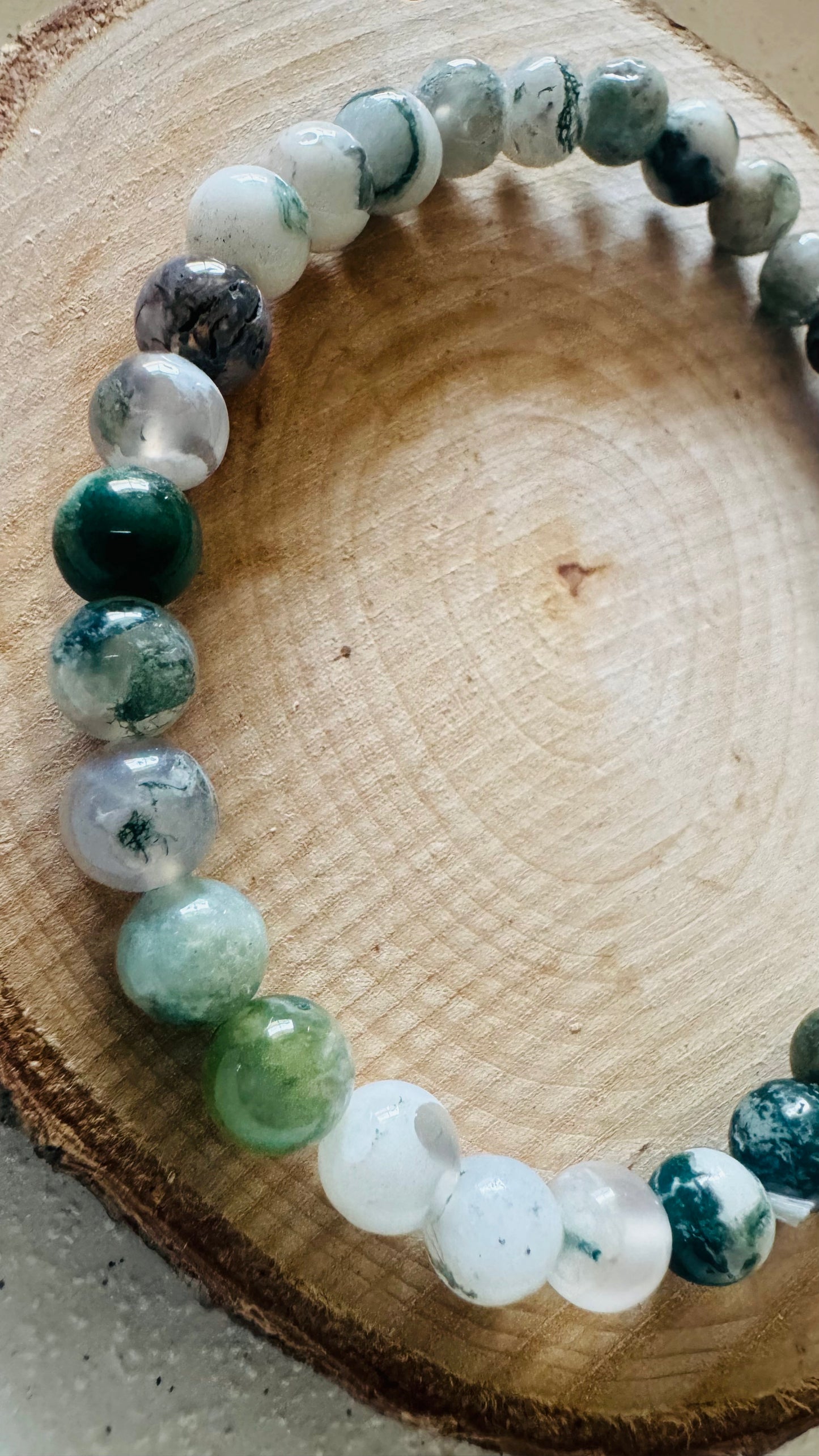 Bracelet pierre Agate Arbre - Boules 6 mm
