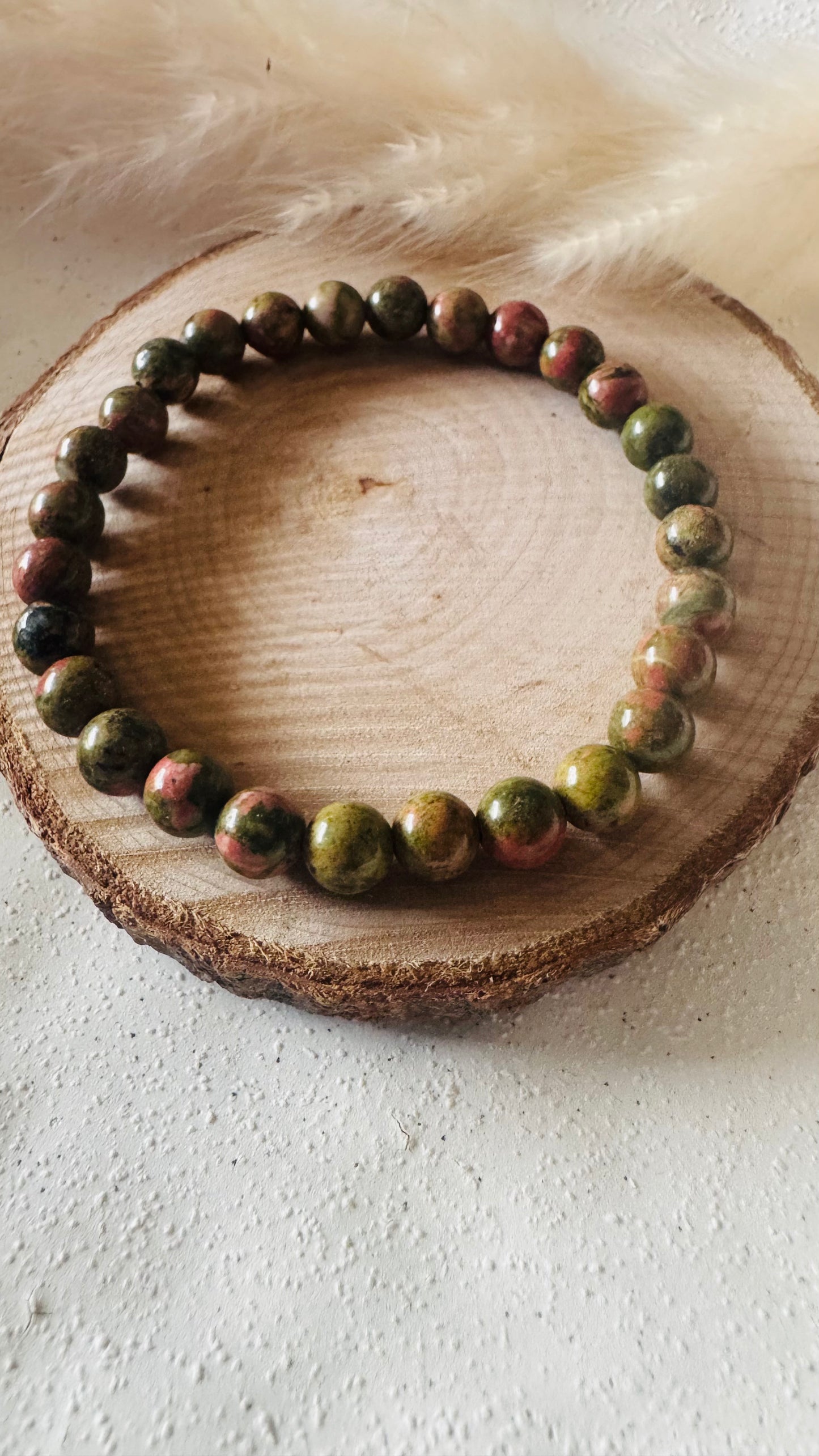Bracelet pierre Unakite - Boules 6 mm