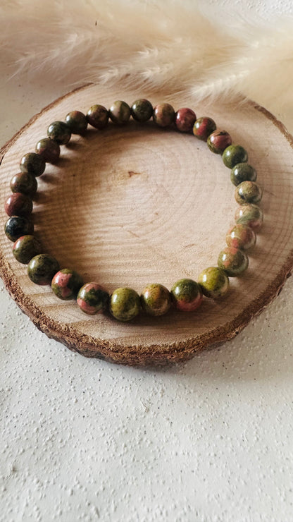 Bracelet pierre Unakite - Boules 6 mm