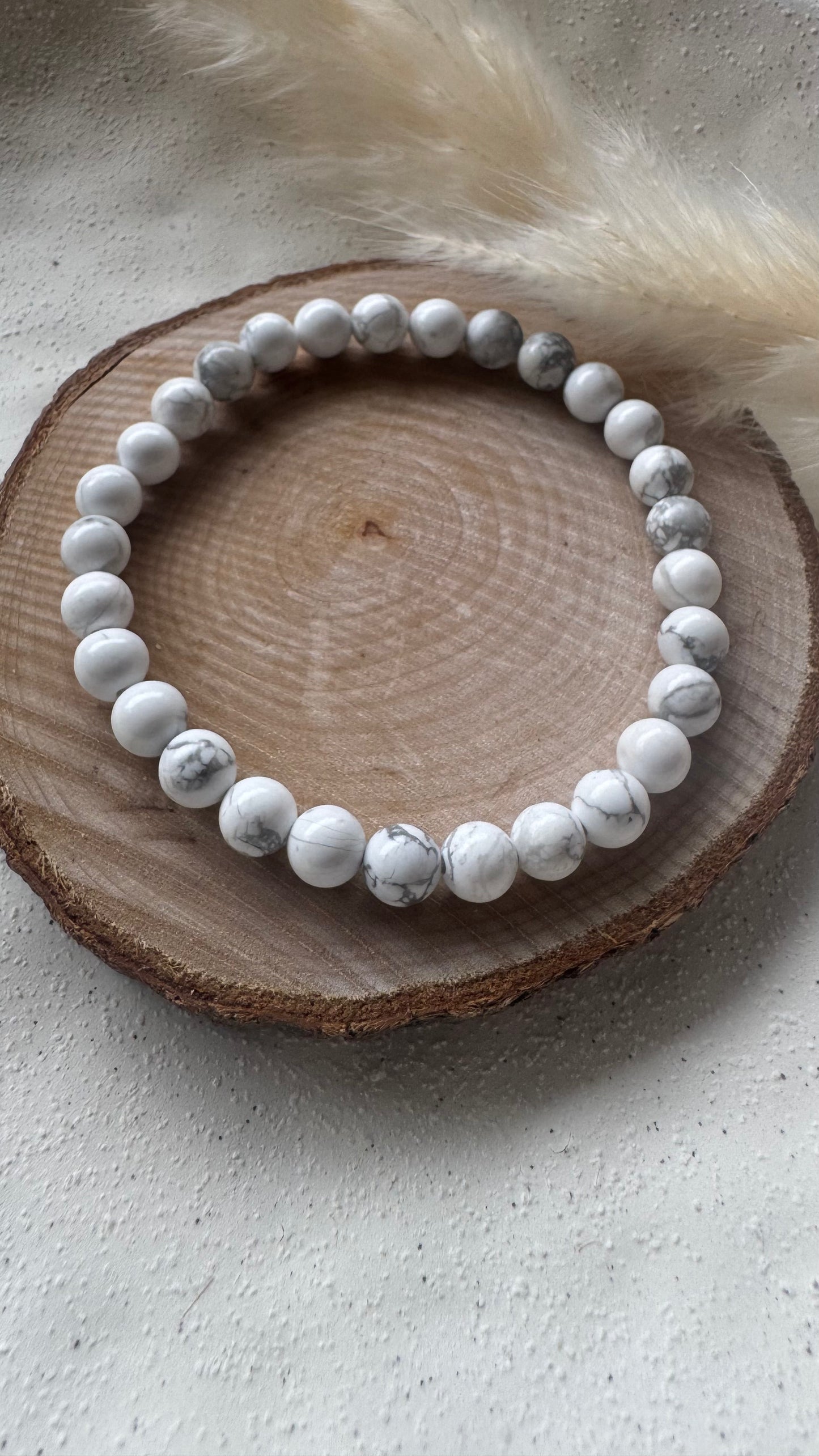 Bracelet pierre Howlite Blanche - Boules 6 mm