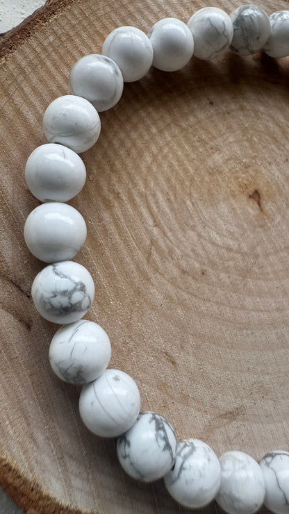 Bracelet pierre Howlite Blanche - Boules 6 mm