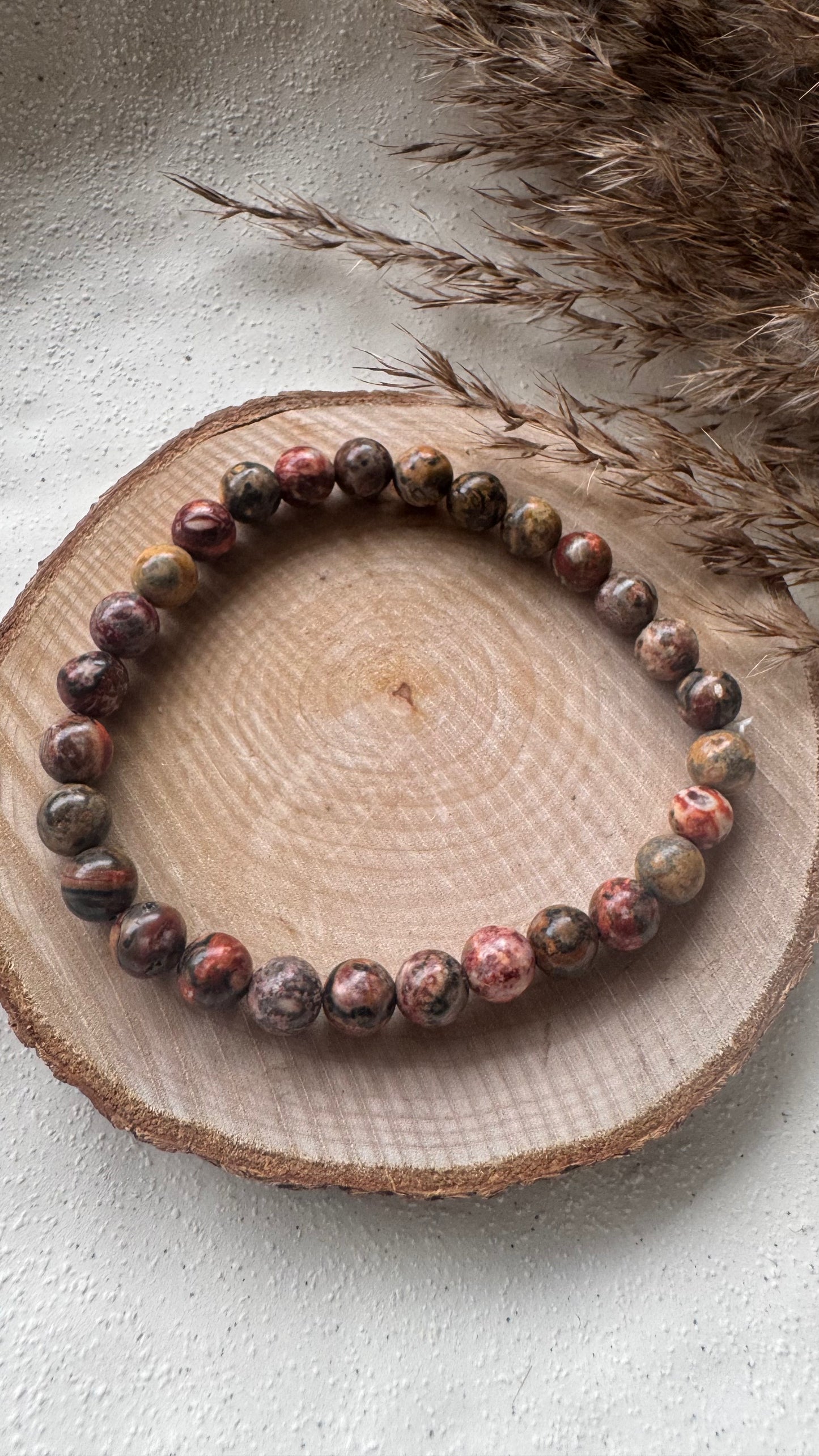 Bracelet pierre Jaspe léopard - Boules 6 mm