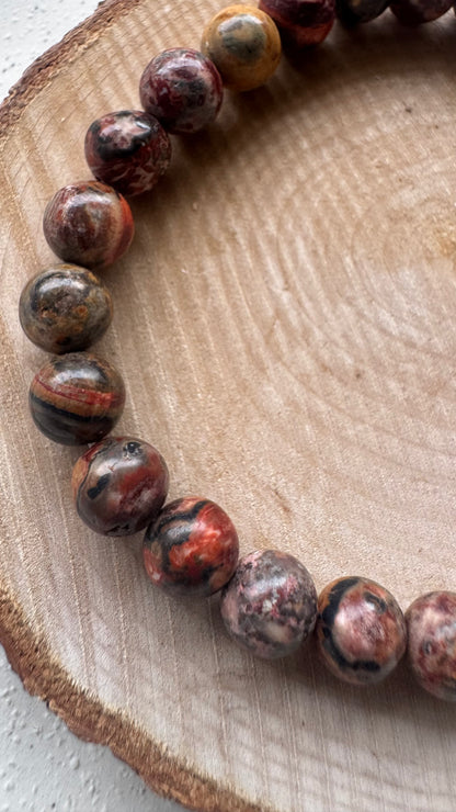 Bracelet pierre Jaspe léopard - Boules 6 mm