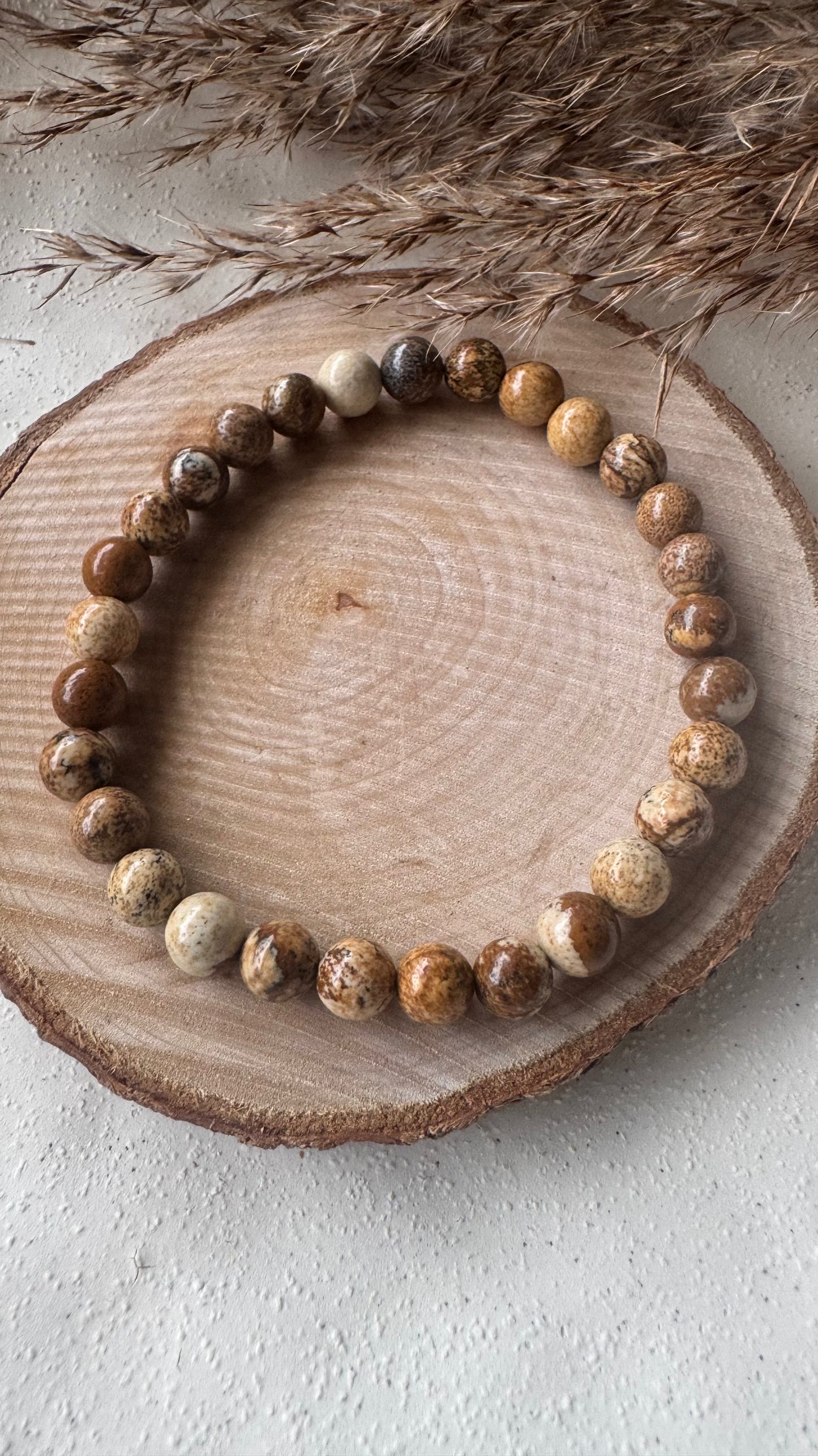 Bracelet pierre Jaspe Paysage - Boules 6 mm