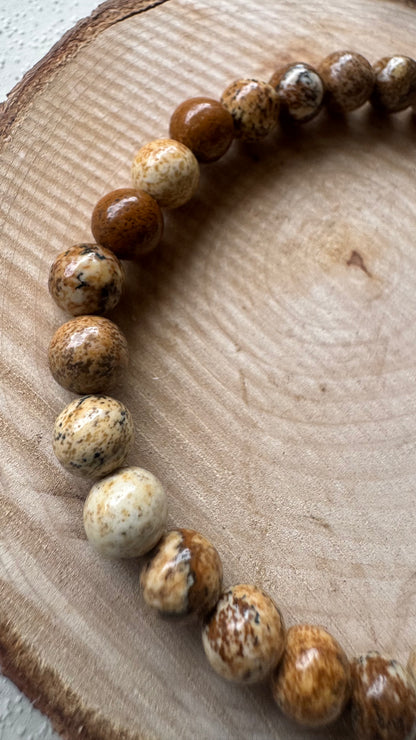 Bracelet pierre Jaspe Paysage - Boules 6 mm