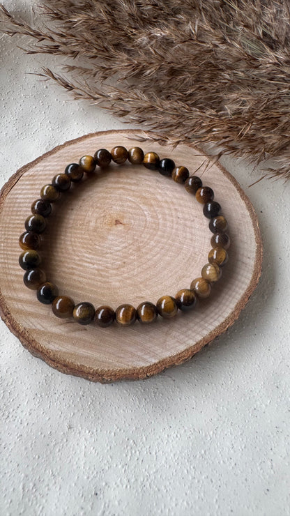 Bracelet pierre Oeil de tigre - Boules 6 mm