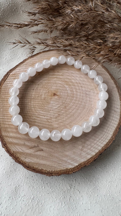 Bracelet pierre Jade Blanc - Boules 6 mm