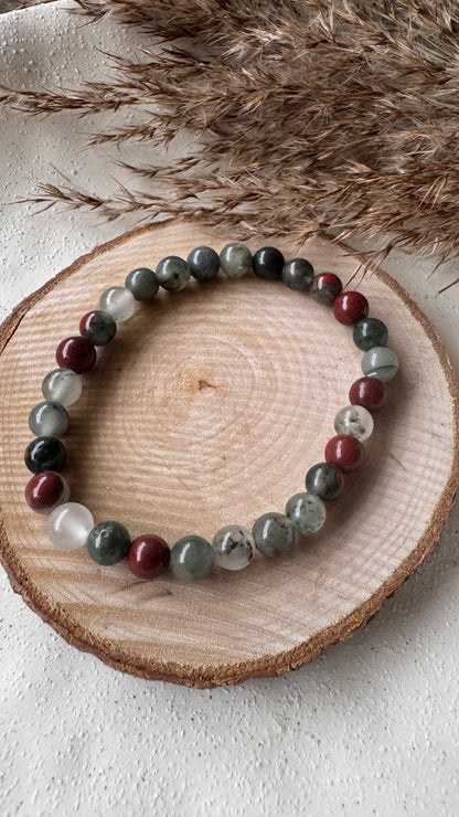 Bracelet pierre Jaspe Héliotrope - Boules 6 mm