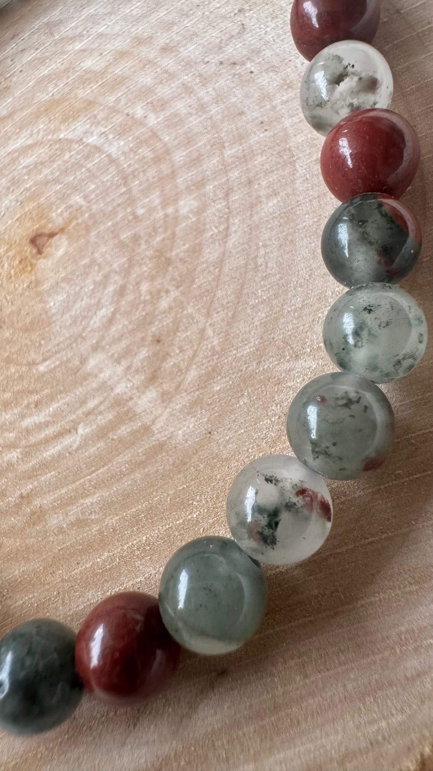 Bracelet pierre Jaspe Héliotrope - Boules 6 mm