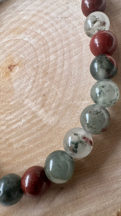 Bracelet pierre Jaspe Héliotrope - Boules 6 mm