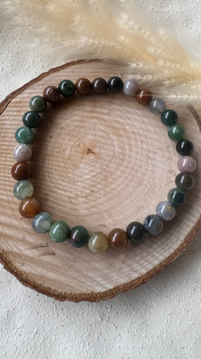 Bracelet pierre Agate Indienne - Boules 6 mm