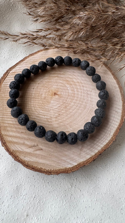 Bracelet pierre de lave - Boules 6 mm
