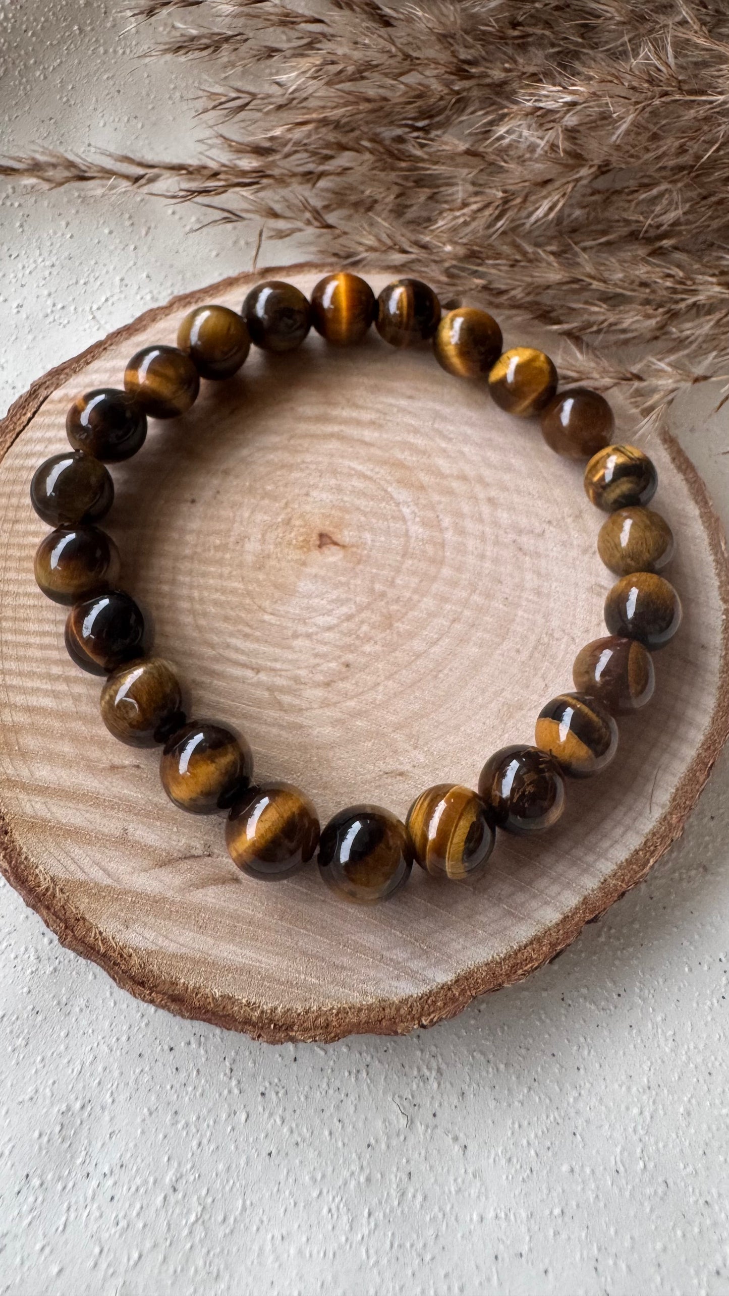Bracelet pierre Oeil de tigre - Boules 8 mm