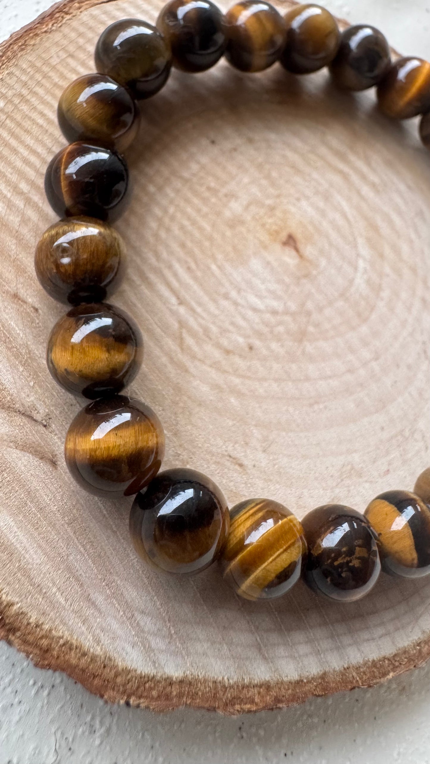 Bracelet pierre Oeil de tigre - Boules 8 mm