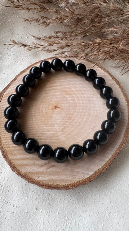 Bracelet pierre Obsidienne Noire - Boules 8 mm