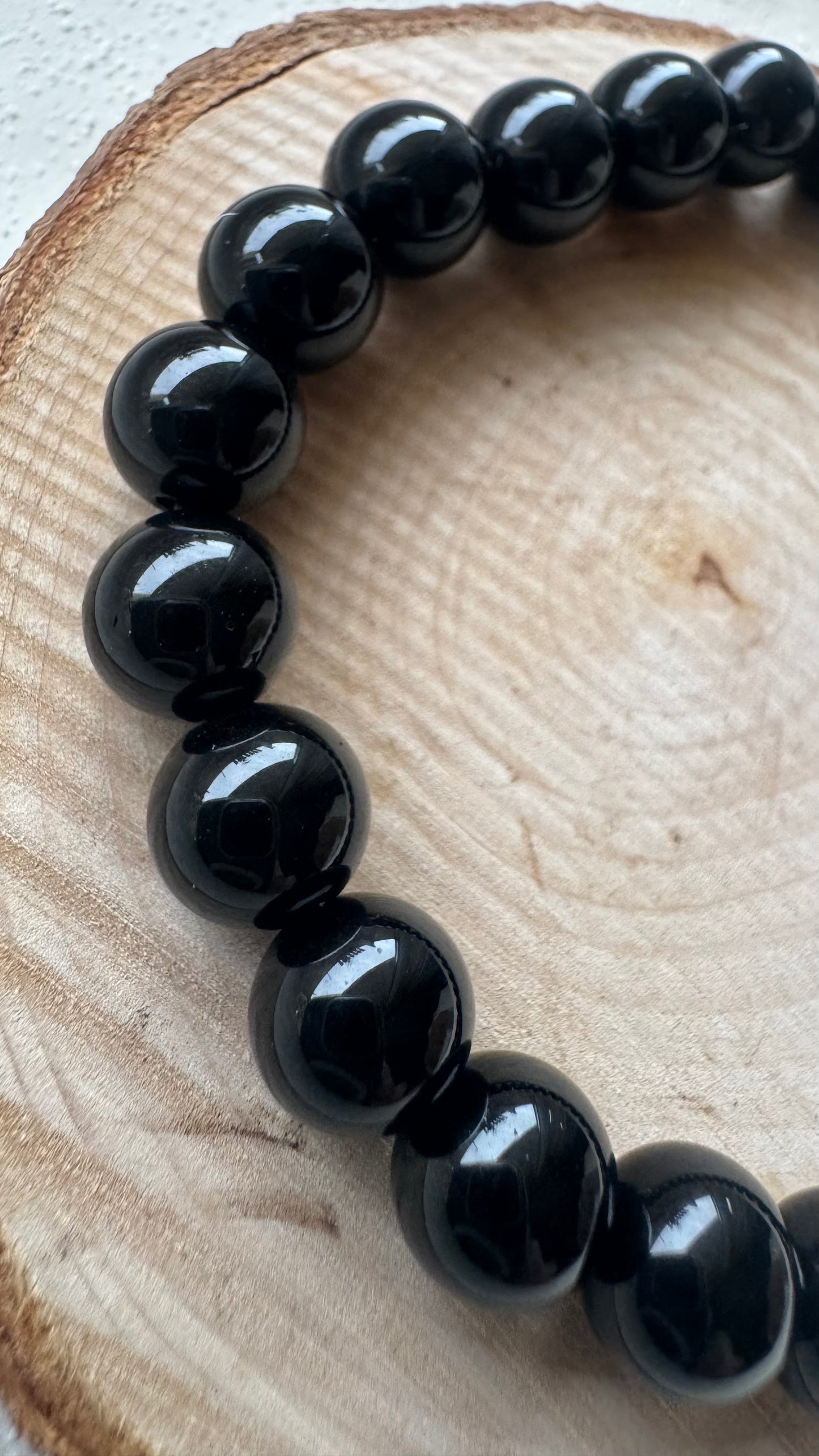 Bracelet pierre Obsidienne Noire - Boules 8 mm