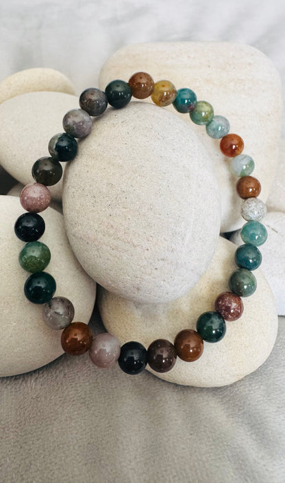 Bracelet pierre Agate Indienne - Boules 6 mm