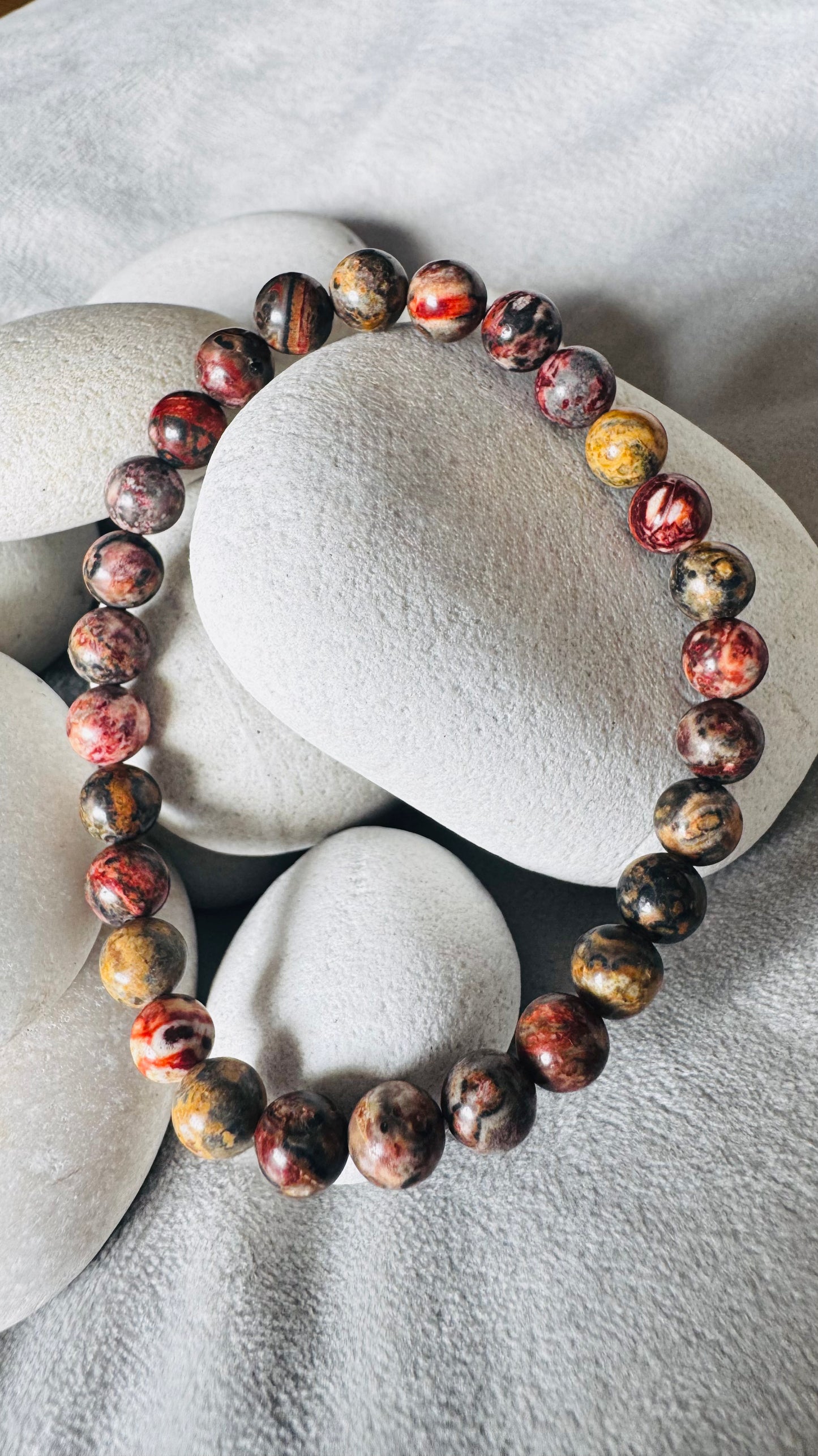 Bracelet pierre Jaspe léopard - Boules 6 mm