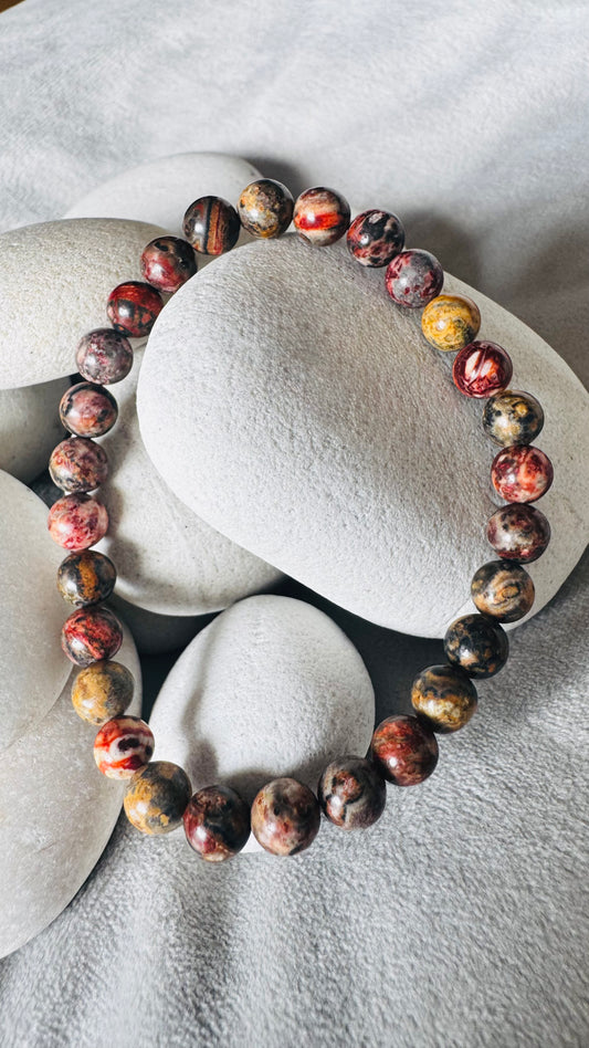 Bracelet pierre Jaspe léopard - Boules 6 mm