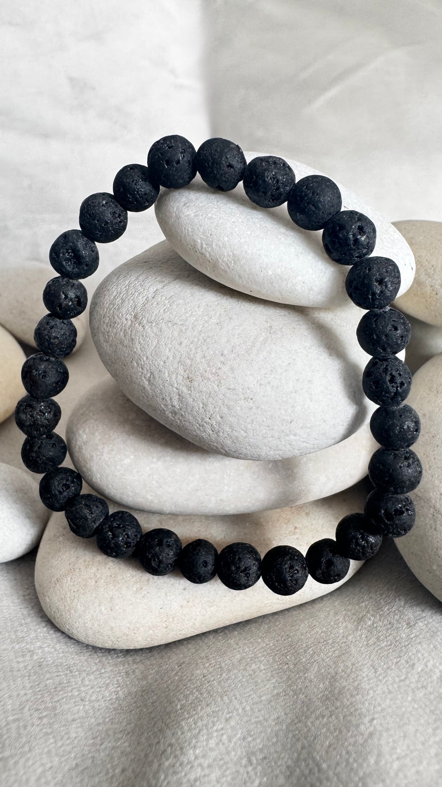 Bracelet pierre de lave - Boules 6 mm