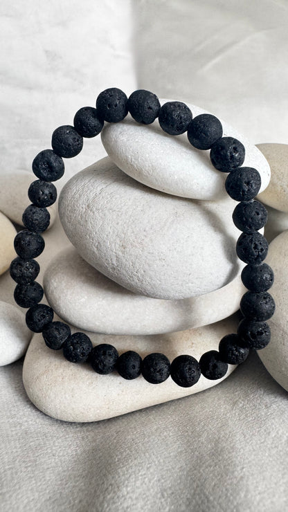 Bracelet pierre de lave - Boules 6 mm