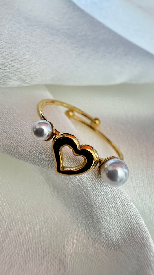 Bagues " Coeur nacré " Doré